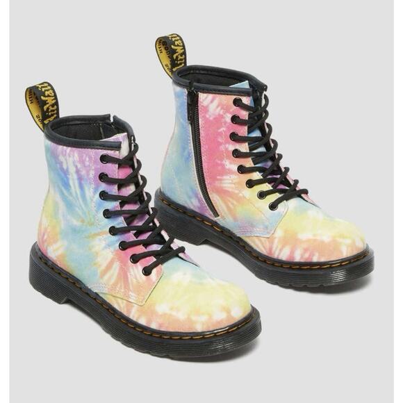 Marten's Multi Color Tie Dye Side Zipper Lace Up Girls' Combat